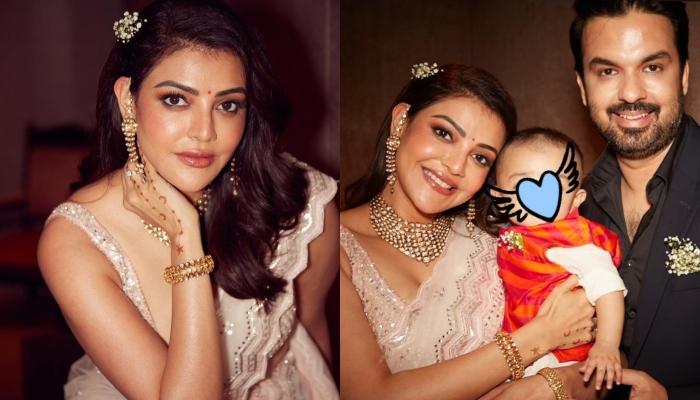 Kajal Aggarwal Shares Family Picture, Her Son, Neil Steal Hearts With His Cute Look In ‘Dhoti-Kurta’