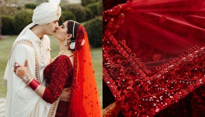 The Bride Wore A Beautiful Red-Coloured Lehenga At Her D-day, Paired It With A Customised ‘Dupatta’