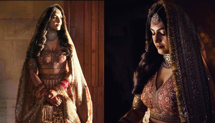 Sabyasachi Bride Wore A Minutely Embroidered Lehenga Paired With Minimal Jewellery On Her D-Day