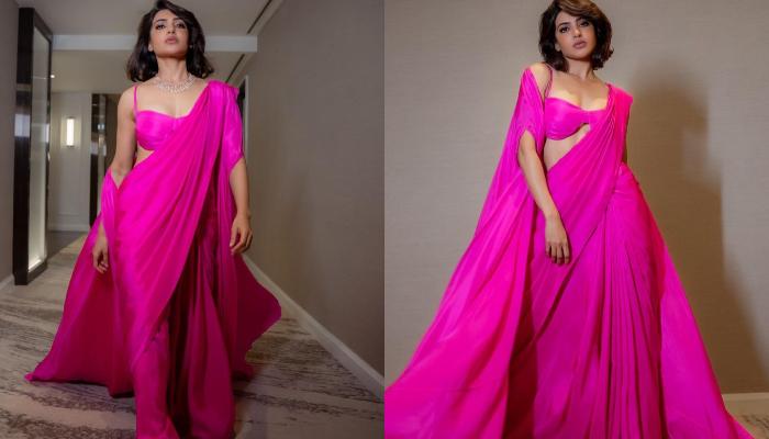 Samantha Ruth Prabhu Dazzles In A Fuschia Pink Silk Saree Worth Rs. 14K, Styles It With Rs. 25K Cape
