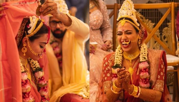 Influencer Bengali Bride Wore Her Mother’s Wedding Saree With A Modern Twist On Her Wedding Day