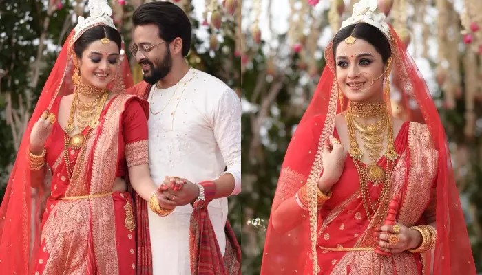 Bengali Actors, Saurav Das And Darshana Banik Get Married, Bride Stuns In A Red ‘Banarasi’ Saree