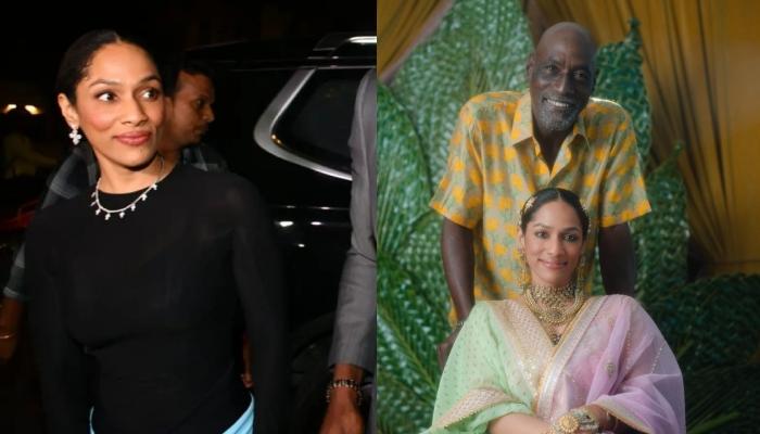 ‘Dulhan’ Masaba Gupta Arrives With Father, Vivian Richards At Her Wedding Party, Stuns In Black