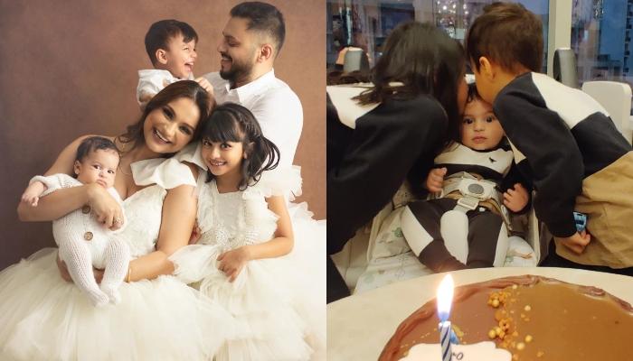 Dimpy Ganguly’s Kids Tripling In Striped Outfits As They Celebrate The Youngest One’s 6-Month B’day
