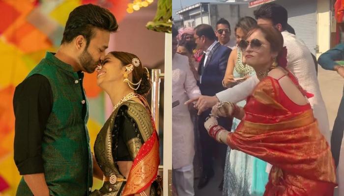 Ankita Lokhande Dons A Traditional Saree At A Family Wedding, Dances With Her In-Laws At ‘Baraat’
