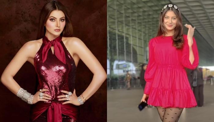 Urvashi Rautela Spotted In A Pink-Hued Midi Dress, Netizens Say, ‘Why She Wearing Torn Stockings’