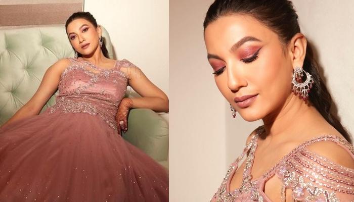 Mommy-To-Be, Gauahar Khan Flaunts Her Six Months Baby Bump In A Sparkling Pink Gown For A Wedding