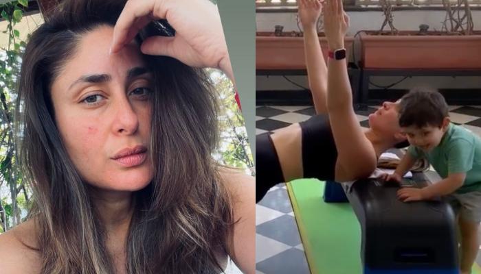 Kareena Kapoor Khan Works Out With Her Cute Partner Jeh, Who Looks Adorable As He Watches Her
