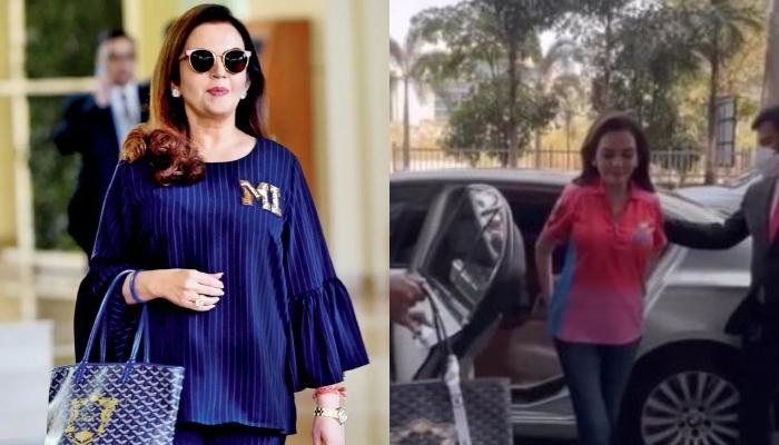 Nita Ambani Styles Her Customised MI Jersey With YSL Heels, Carries A Tote Bag Worth Rs. 3 Lakhs