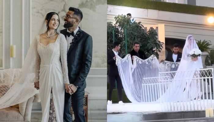 Natasa Stankovic’s Bridal Gown Had A Dramatic 15 Feet Long Veil Which Took 50 Days To Be Made