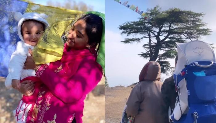 Mohena Kumari Climbs Hills With Hubby, Suyesh And Son, He Carries Baby Boy, Ayaansh In A Backpack