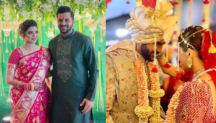 Shardul Thakur Ties The Knot With Fiance, Mittali, His Bride Stuns In An Embellished Red Lehenga