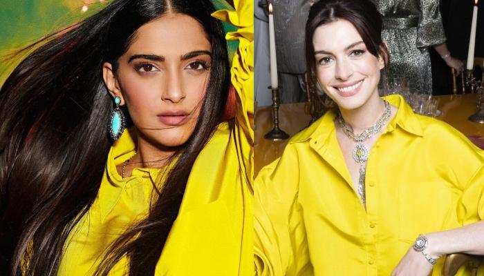 Sonam Kapoor Gives A Tough Competition To Anne Hathaway In A Striking Yellow Valentino Shirt Dress