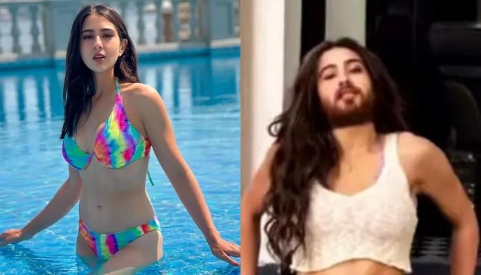 Sara Ali Khan Looks Sizzling Hot In A Bikini As She Enjoys In A Pool, Her ‘Beard’ Steals The Show