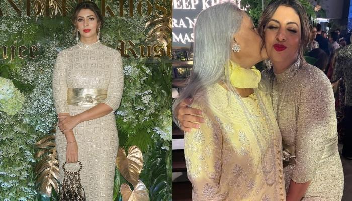 Shweta Bachchan Dons Her Vintage Gown And Carries A Chanel Bag Worth Rs. 5.26 Lakhs At AJSK’s Bash