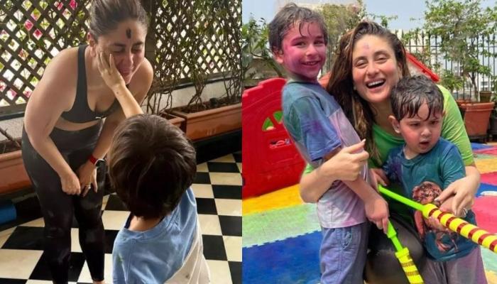 Kareena Kapoor Plays Holi With Her Boys, Taimur And Jehangir As They Smear Each Other With ‘Gulaal’
