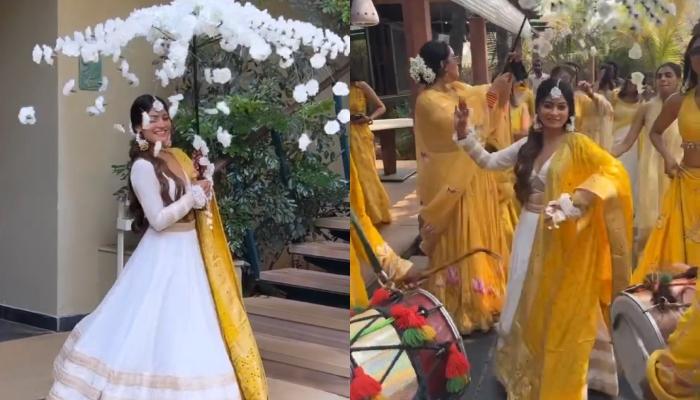 Bride-To-Be, Krishna Mukherjee Dons A White Lehenga, Dances On ‘Dhol’ At Her ‘Haldi’ Ceremony