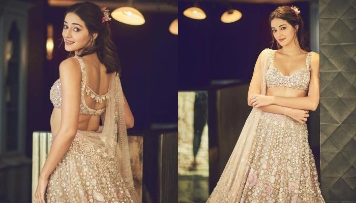 Ananya Panday Looks Stunning In A Stone-Embedded Floral Lehenga And A Blouse With Unique Back Design