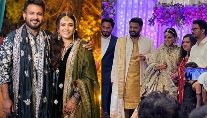 Swara Bhasker Looks Gorgeous In A Beige Lehenga By A Pakistani Designer For Her Wedding Reception