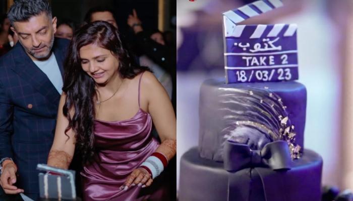 Dalljiet Kaur Cuts A Unique Cake On Reception, Which Is An Ode To Couple’s Second Marriage