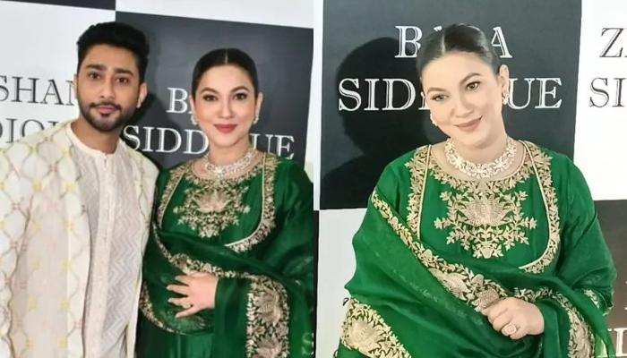 Mom-To-Be, Gauahar Khan Stunningly Hides Her Grown Baby Bump In A Green Embroidered ‘Anarkali’ Suit