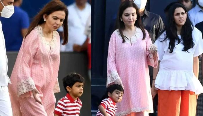 Read more about the article Shloka Flaunts Baby Bump In Casuals, Nita Ambani Takes Care Of ‘Pota’ As They Get Papped At Stadium
