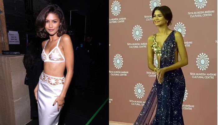 ‘Spiderman’ Actress, Zendaya Wears A Sequin Saree With Floral Embroidery From Rahul Mishra For Day 2