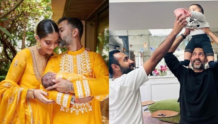 Read more about the article Sonam Kapoor Shares A Playful Moment Of Vayu With His Father And Uncle, Calls Them ‘The Ahuja Boyzz’