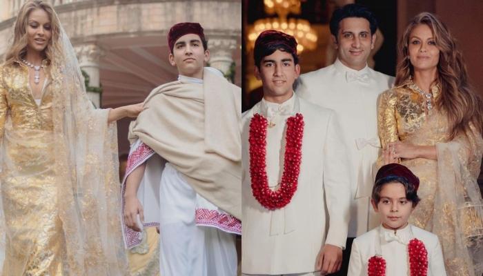 Natasha Poonawalla Shares Pictures From Her Children's Navjote Ceremony, Dons A Gold Saree