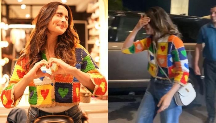 Alia Bhatt Gives Cutie Chic Vibes In A Heart-Shaped Cardigan Worth Rs. 82K,  Hides Face From Paps