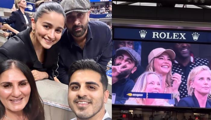 Read more about the article Ranbir Kapoor And Alia Bhatt Enjoy US Open In NY, He Cutely Photobombs Madelyn Cline On Big Screen