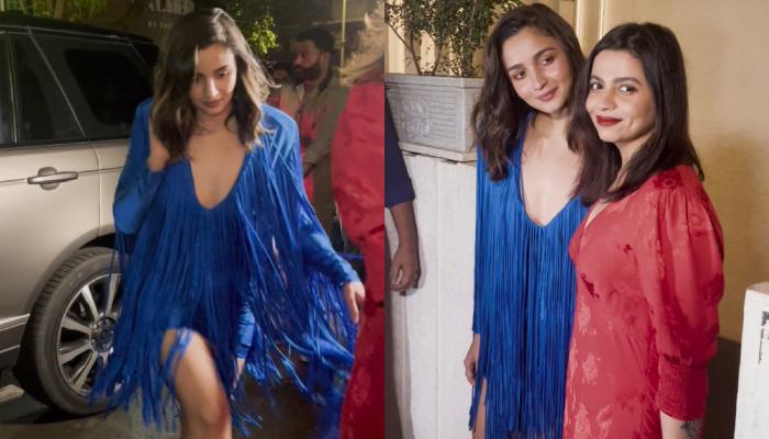 Alia Bhatt Attends A Party With Sister, Shaheen, Stuns In A Blue Fringe Dress Worth Rs. 2.42 Lakhs