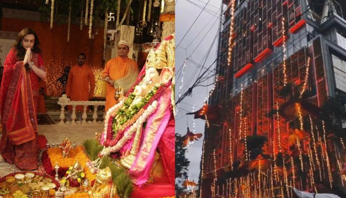 Mukesh Ambani Offers A Huge ‘Haar’ At Lalbaugcha Raja, Antilia Gets Decked Up For Ganesh Chaturthi