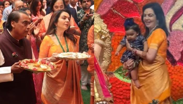 Nita Ambani Plays With Isha Ambani’s Daughter, Aadiya At Ganpati Puja, Looks Cute In A Lehenga Choli