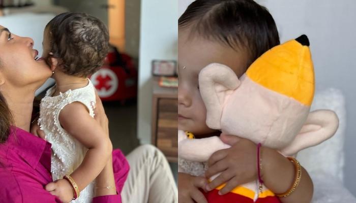 Read more about the article Priyanka Chopra’s Baby, Malti Hugs Her Ganpati Bappa, Performs Ganesh Chaturthi Puja With Her Mom
