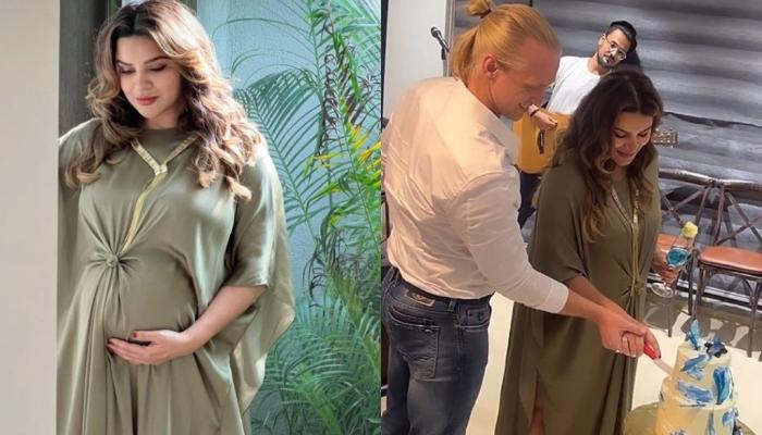 Aashka Goradia’s Baby Shower Ceremony: Mom-To-Be Dons High-Slit Knotted Gown And Cuts A Unique Cake
