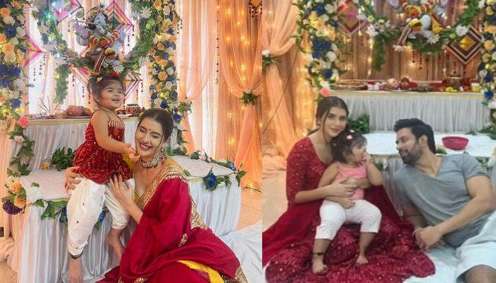 Charu Asopa Twins In Red With Daughter, Ziana For Ganesh Chaturthi, Ex-Husband, Rajeev Joins Them