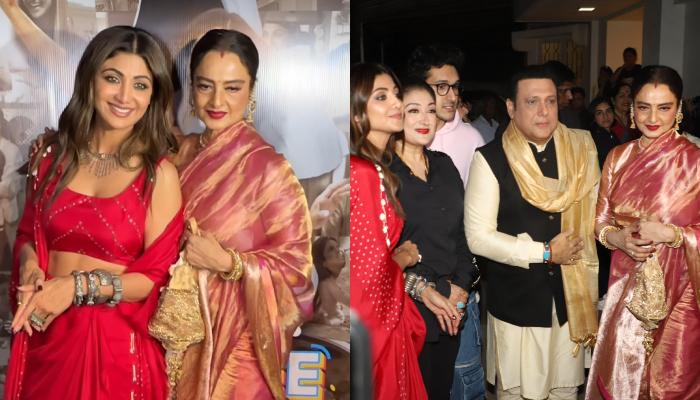 Rekha Attends The Screening Of Shilpa Shetty’s Film, ‘Sukhee’, Exudes Grace In A Pink Silk Saree