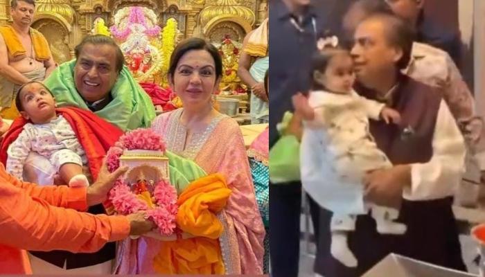 Mukesh Ambani And Nita Ambani Visit The Siddhivinayak Temple With Isha’s Twins To Seek Blessings