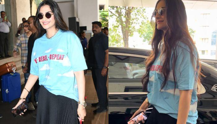 Sonam Kapoor Looks Chic For Film Promotions, Her Phone Screen Features Unseen Pic Of Anand And Vayu
