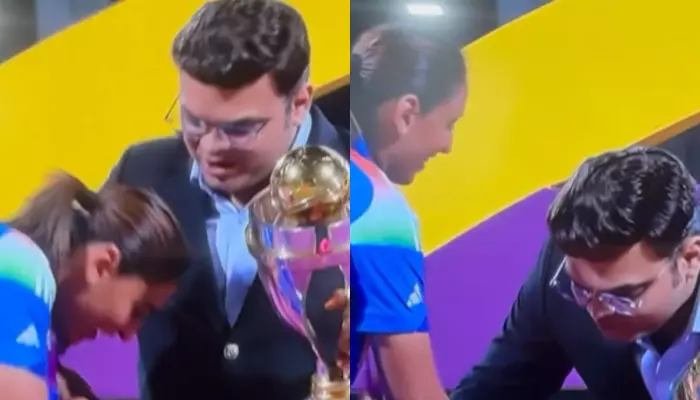 Indian Women's Team Captain, Harmanpreet Kaur Tries To Touch Jay Shah's Feet, He Refuses