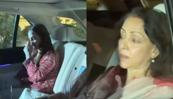 Emotional Esha Deol And Hema Malini Controlling Their Tears Spotted After Visiting Dharmendra