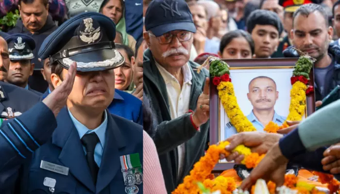 Wg Cdr Namansh Syal's Wife Breaks Down, Gives Her Husband Last Salute Who Lost Life In Tejas Crash