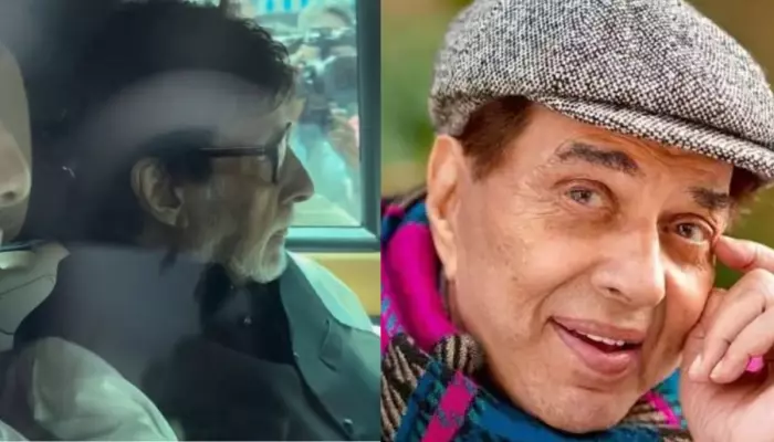 Teary Eyed Amitabh Bachchan Rushes For Dharmendra's Last Rites With Agastya, Bids Adieu To His Veeru