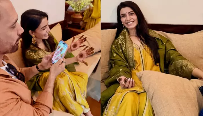 Samantha's Mehendi Pictures Surfaces As She Dons Yellow Outfit, Raj Nidimoru Cutely Captures Her 