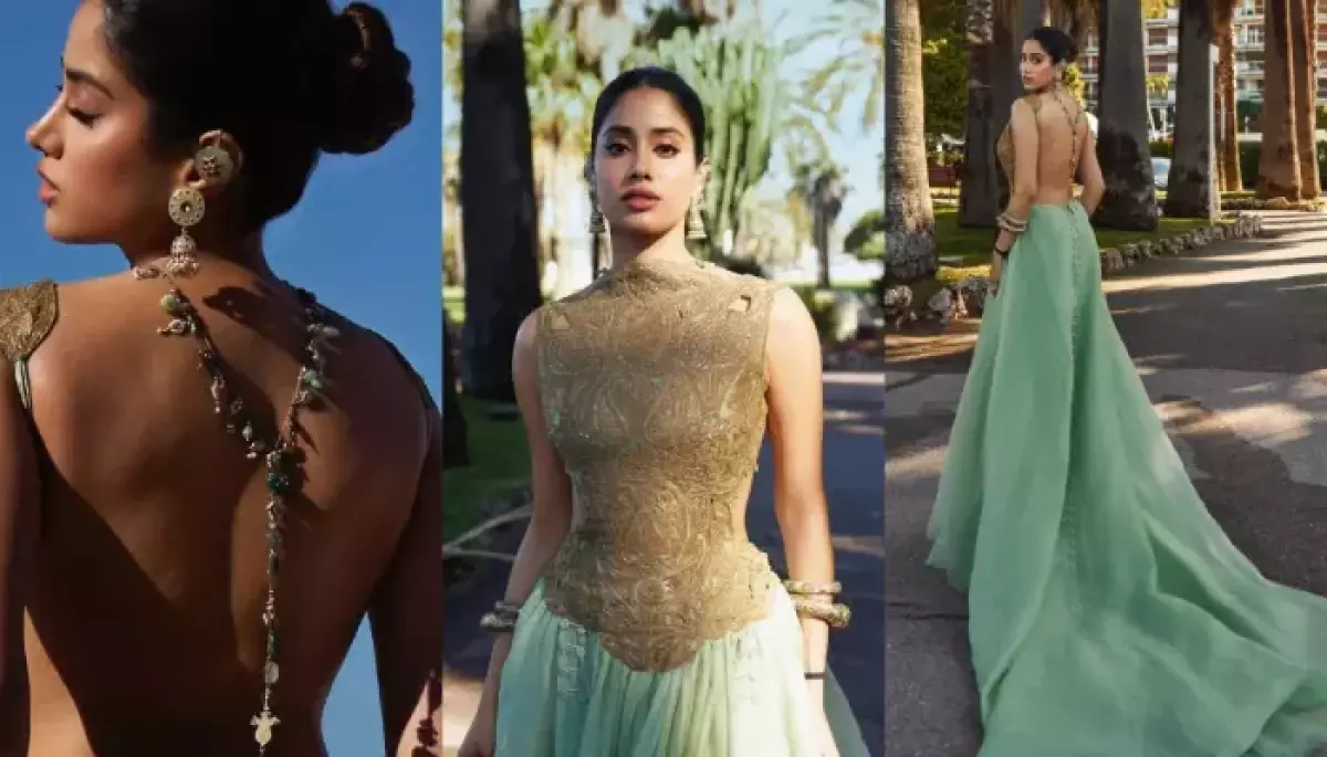 Janhvi Kapoor Stuns In Backless Anamika Khanna Custom Gown, Archival  Necklace Traces Her Bare Back