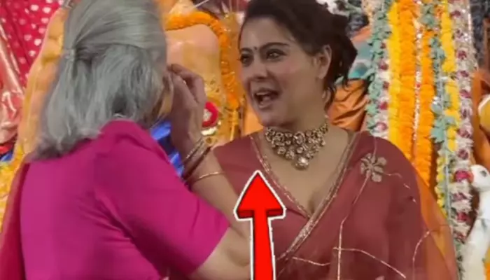 Jaya Bachchan Puts Kaala Teeka On Kajol To Ward Off Evil Eye During Durga Puja 2026