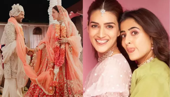 Kriti Sanon Says 'No Nazar' To Newlyweds, Nupur Sanon And Stebin Ben As They Take 'Pheras'